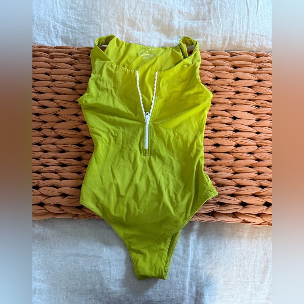 Lime Green zip up surf suit